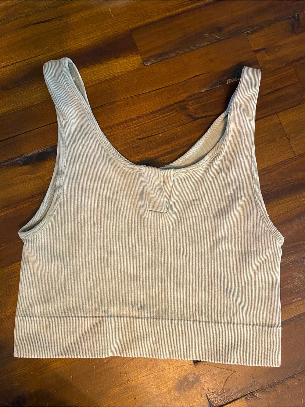 Paradise M/L Ribbed Crop Tank Top — Neutral Cream